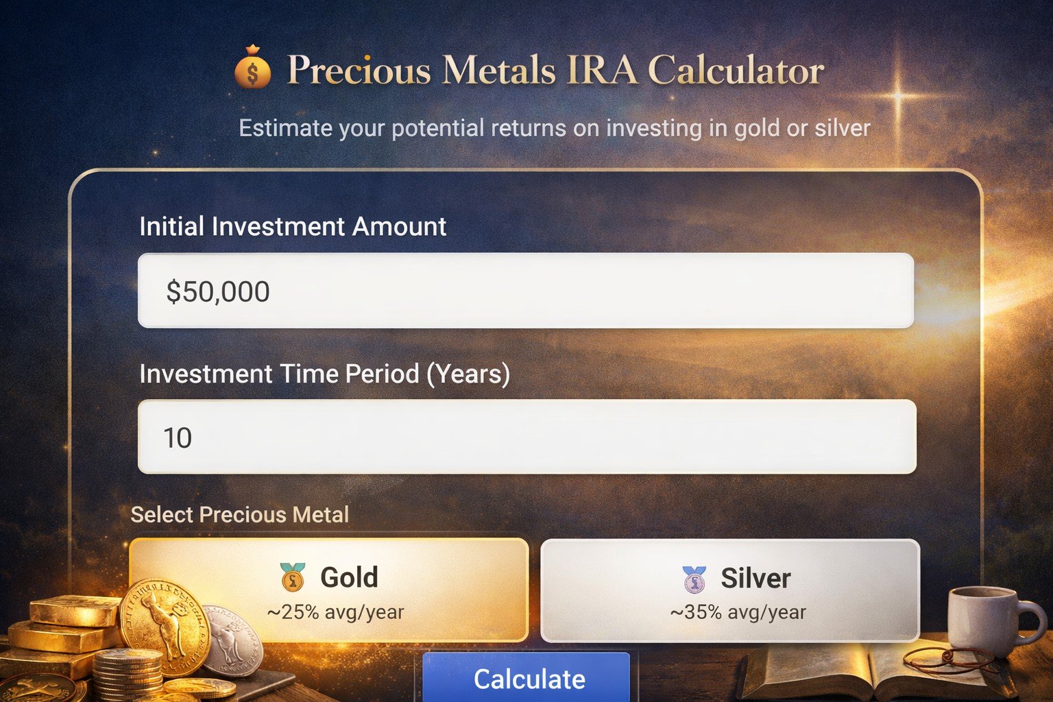 Precious Metals IRA Calculator